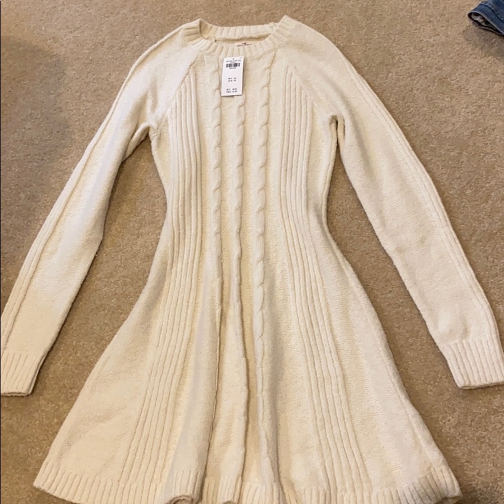 White knit sweater dress